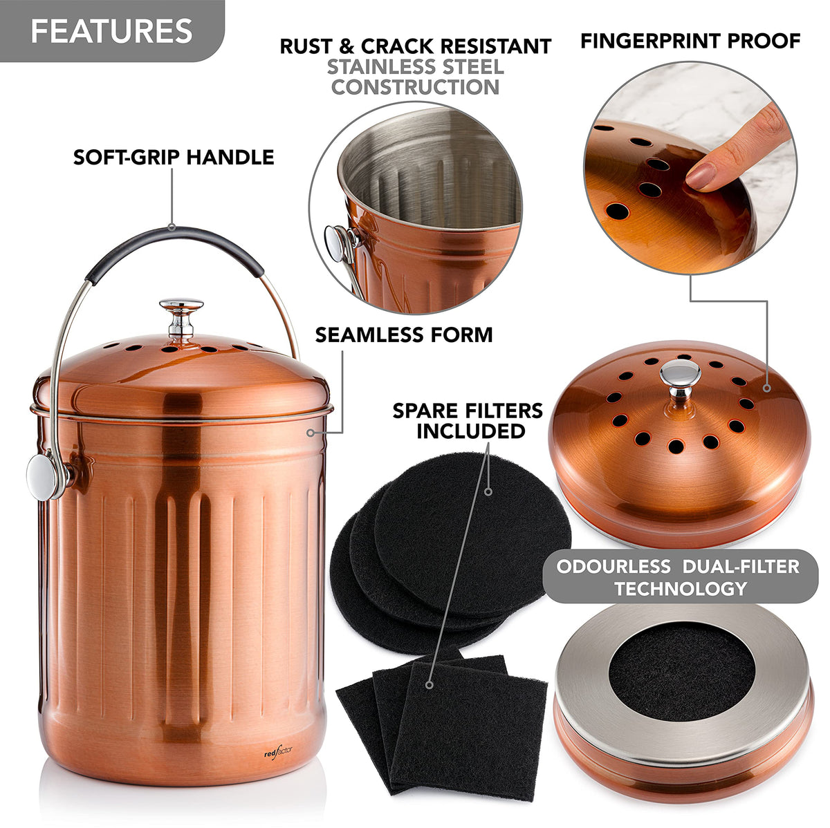 Compact 1.3-gallon design fits small kitchens without clutter.