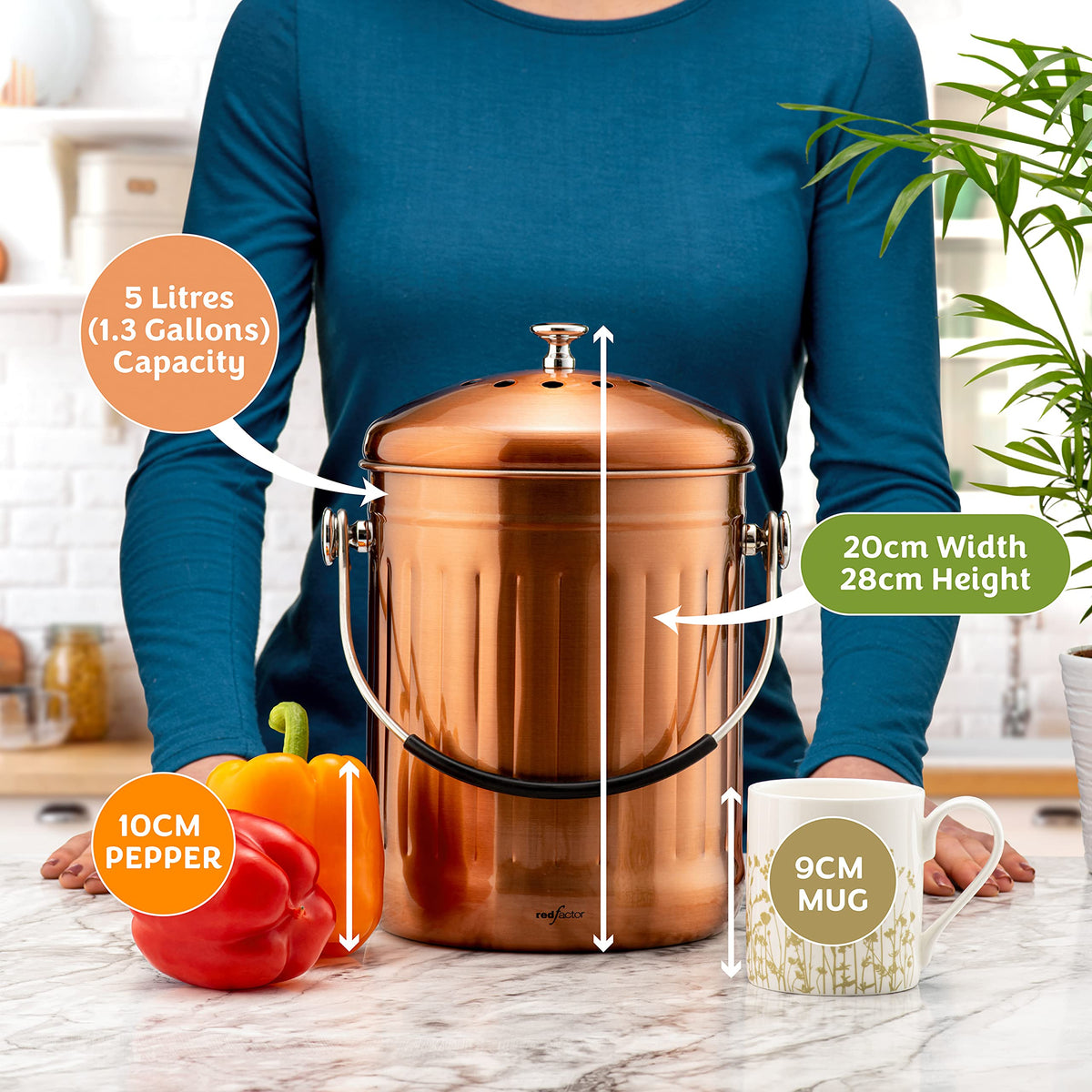 Red Factor on-counter bin with soft-grip handle for easy, mess-free scooping.