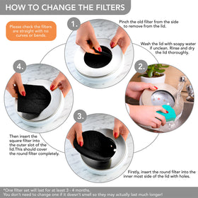 RED FACTOR easy cleaning with soap and water on a stainless bin.