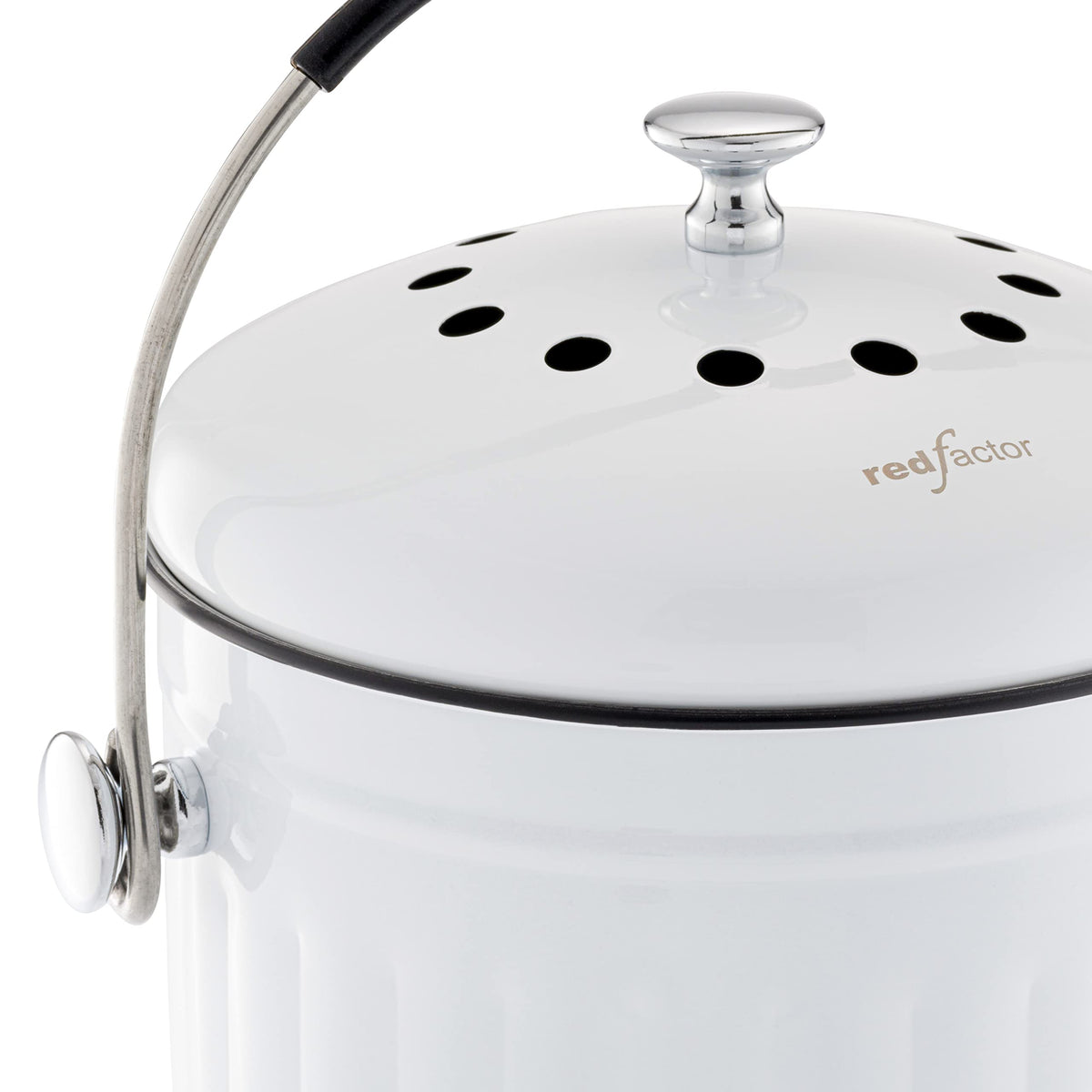 RED FACTOR Premium compost bin stainless steel body showing durability and rust resistance.