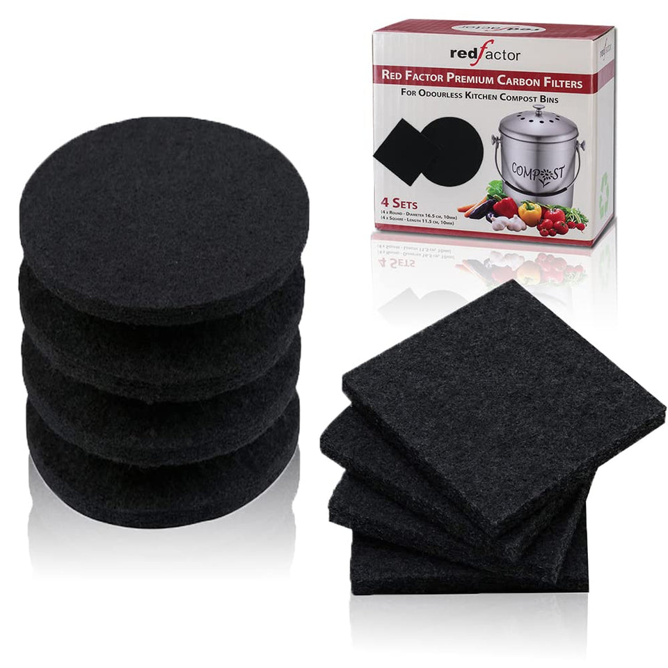 RED FACTOR round charcoal filter, 6.5-inch diameter, helps keep indoor compost odor-free