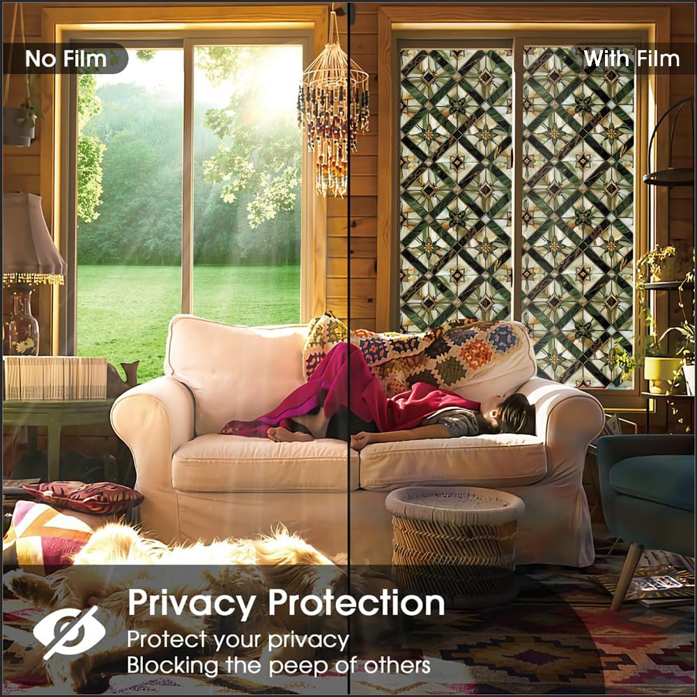 REDAMANCY colorful glow window film shines in sunlight for decorative ambiance.