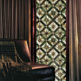 REDAMANCY stained glass effect entryway film creates vibrant light patterns.