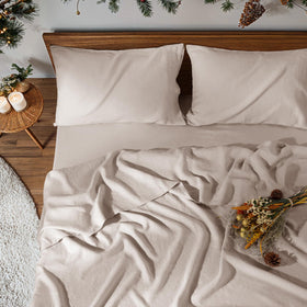 REDASW linen king fitted sheet with 16-inch deep pockets for secure fit.