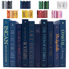 Redesigned Basics decorative books blue 10-book set front view with hidden storage.