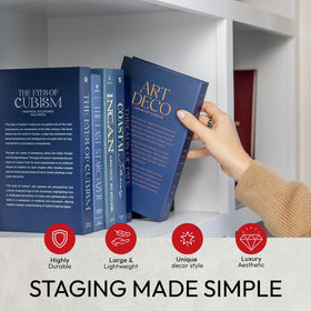 Redesigned Basics decorative books blue 10-book set three sizes arrangement.