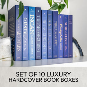 Redesigned Basics decorative books blue 10-book set gift-ready packaging.