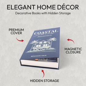 Redesigned Basics decorative books blue 10-book set magnetic closure feature.