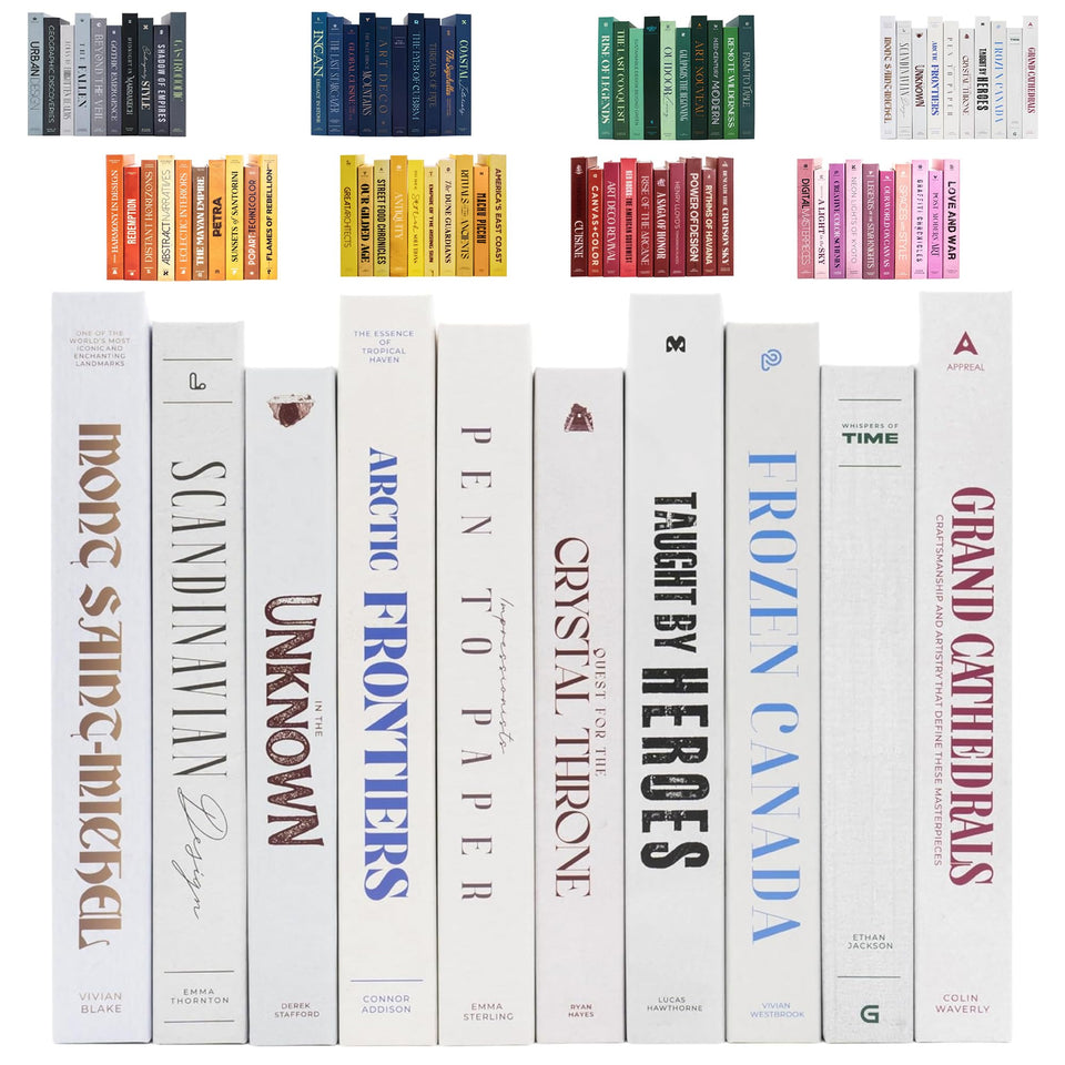 Redesigned Basics decorative books with magnetic closure for quick, stylish display.