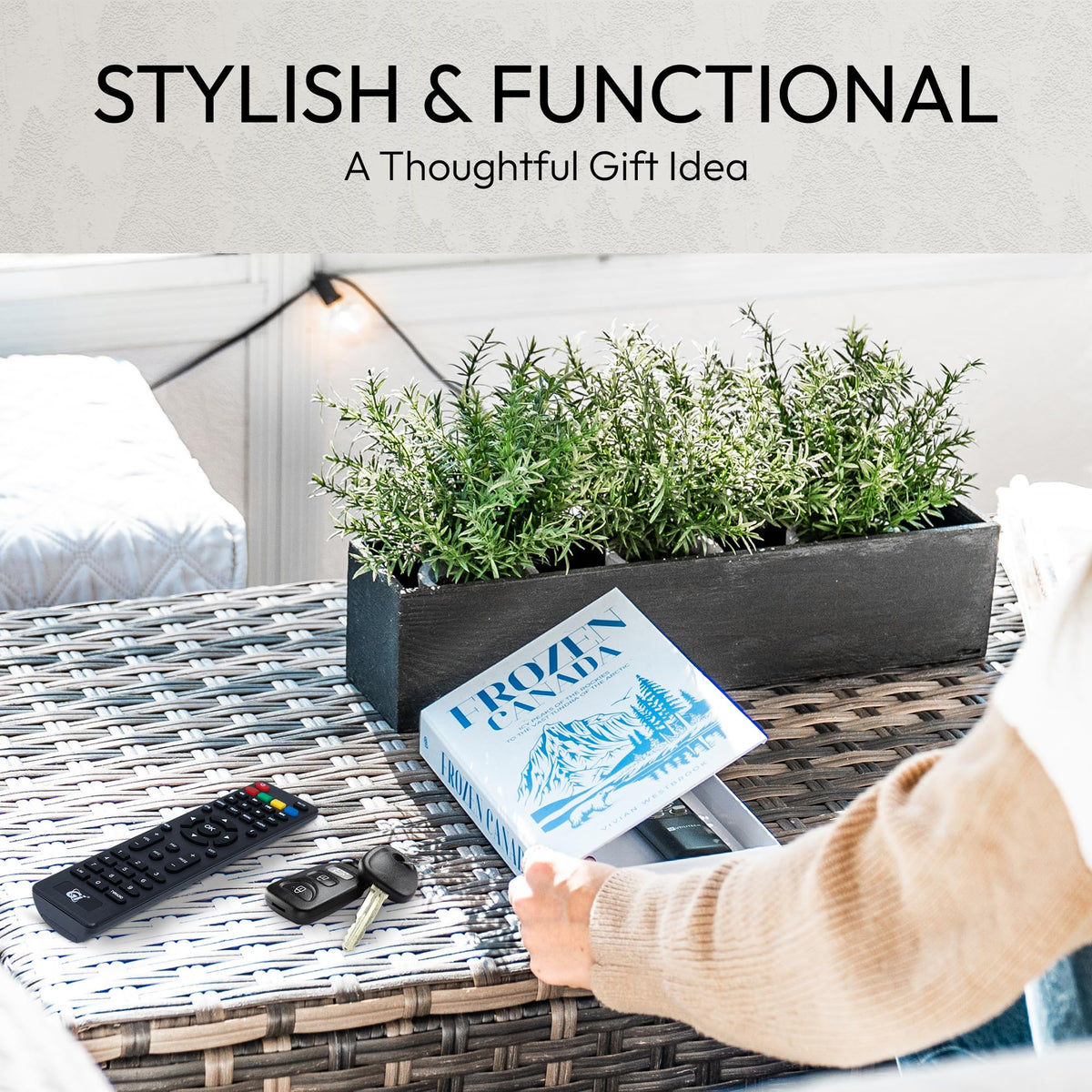 Stackable Redesigned Basics book decor for creative room layouts.