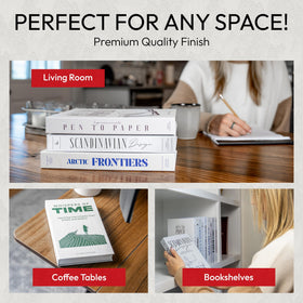 Three-size Redesigned Basics decorative book set for versatile stacking.