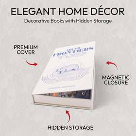 Home staging with Redesigned Basics decorative books in a clean white set.