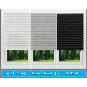 Cordless shade with adhesive strips fits both small and large windows