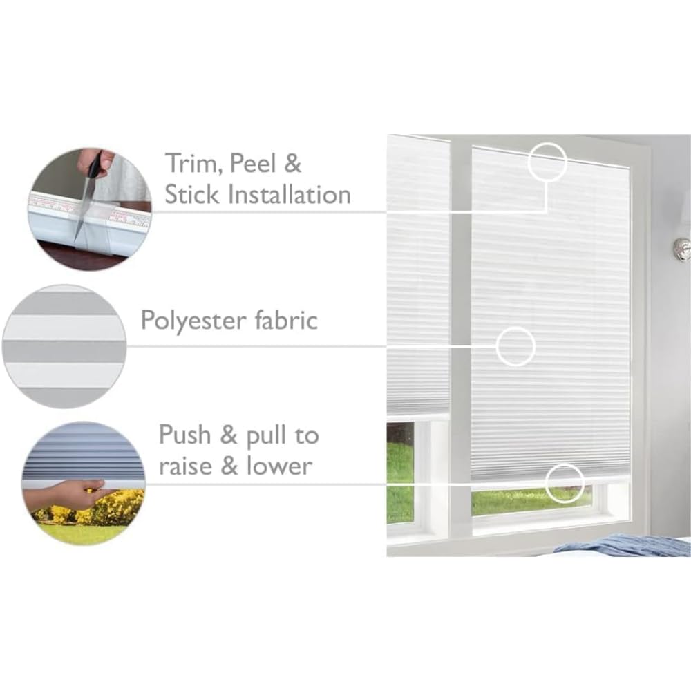 Redi Shade trim-at-home setup shows precise fit using included guide.
