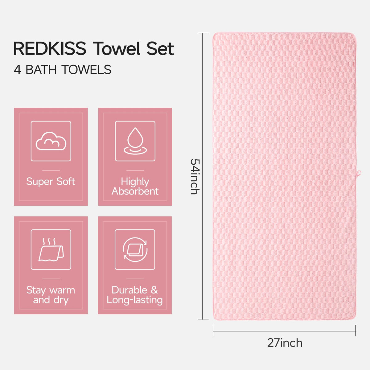 REDKISS waffles texture towels, fast-absorbent and quick-drying for busy mornings.