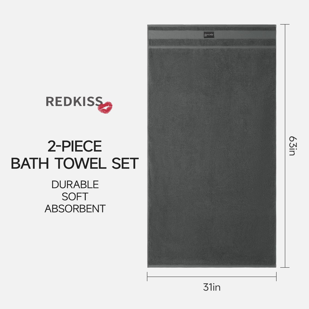 REDKISS 760GSM absorbent towel close-up highlighting plush cotton fibers