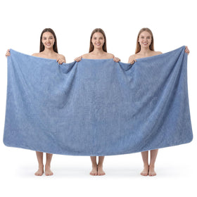 REDKISS jumbo bath sheet 40x80 blue flat display highlighting oversized coverage and softness.