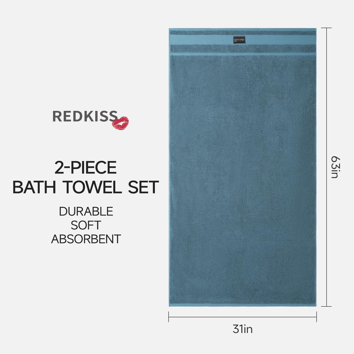 REDKISS bath towels weave-detail highlights durable double-stitched hems