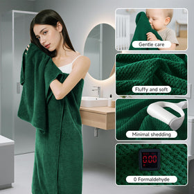 Dark green REDKISS towels folded display highlights color richness