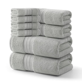 Redkiss grey bath towels show plush, quick-dry quality