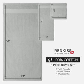 Redkiss grey washcloths arranged for compact, absorbent set