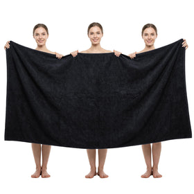redkiss jumbo bath sheet in black main view showing full-body coverage