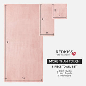 REDKISS Pink Towel Set hand towels 14x30 offering compact comfort for daily use