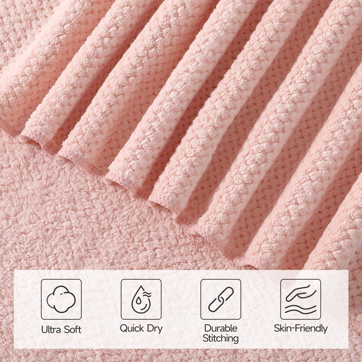 REDKISS Pink Towel Set quick-dry microfiber fabric ready after showers