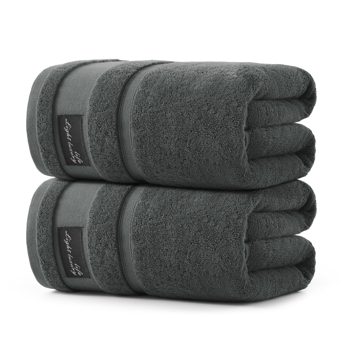 REDKISS two-pack large bath towels in dark gray show generous 31x63 size for home spa use