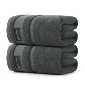 REDKISS two-pack large bath towels in dark gray show generous 31x63 size for home spa use
