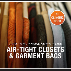 Hanging in a closet, Reefer-Galler NO-Moth provides odor-free protection