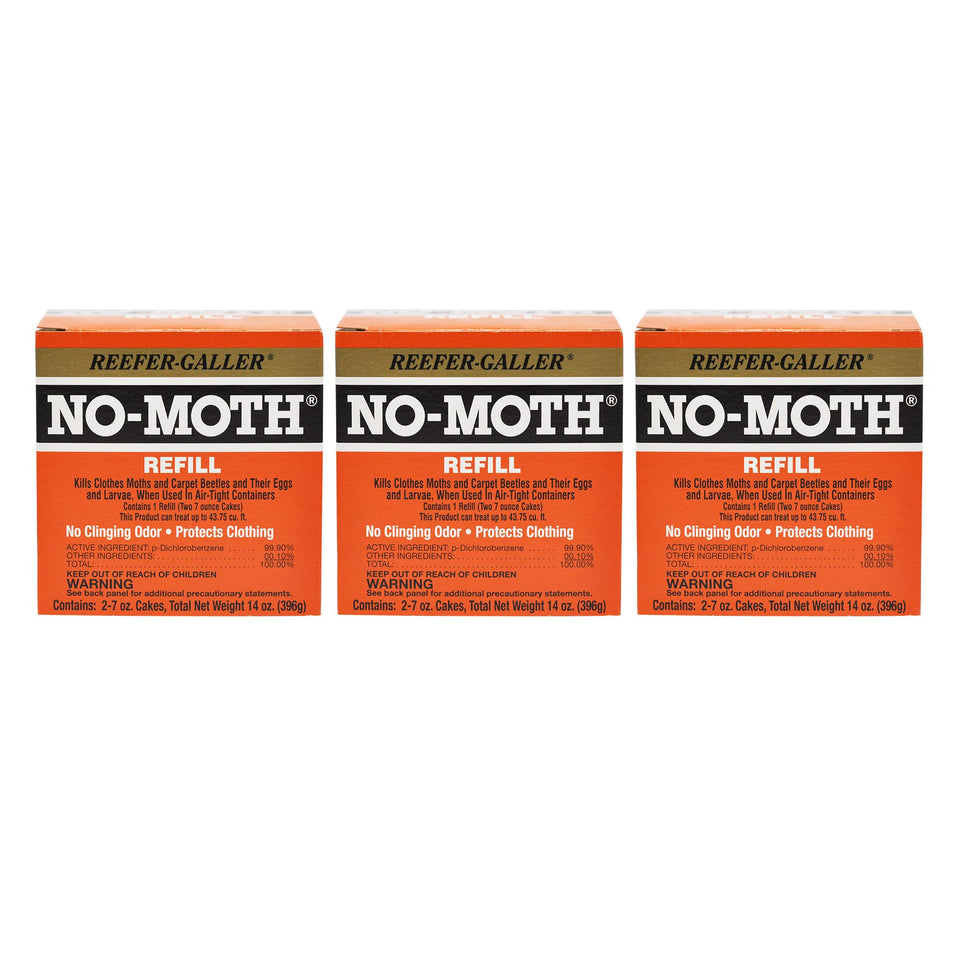 Reefer-Galler NO-Moth hanger refills on rod protecting fabrics from moths