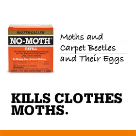 Protected wardrobe in a closet using Reefer-Galler NO-Moth refills