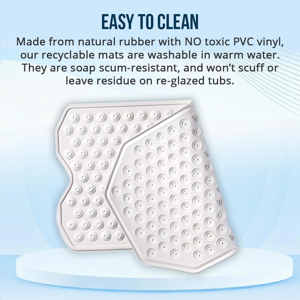 Large surface coverage keeps the mat flat on bigger or textured tubs.
