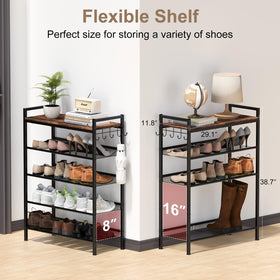 Refrze shoe rack with hooks for umbrellas, bags and keys.