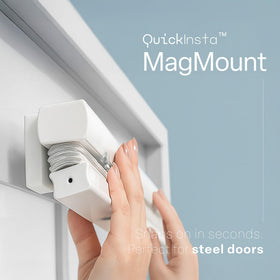 Regal Estate QuickInsta MagMount on metal doors shows a secure magnetic hold.