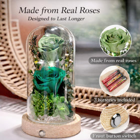 Regalo Flor wooden base with LED illumination enhancing the keepsake display