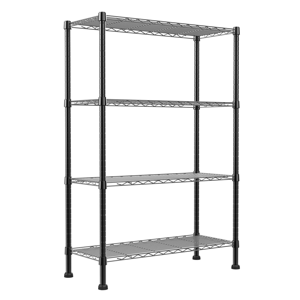 REGILLER 4-Wire Shelving Unit in black shows sturdy assembly for laundry storage