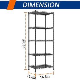 REGILLER 5-Wire shelving dimensions setup demonstrates adjustable height.