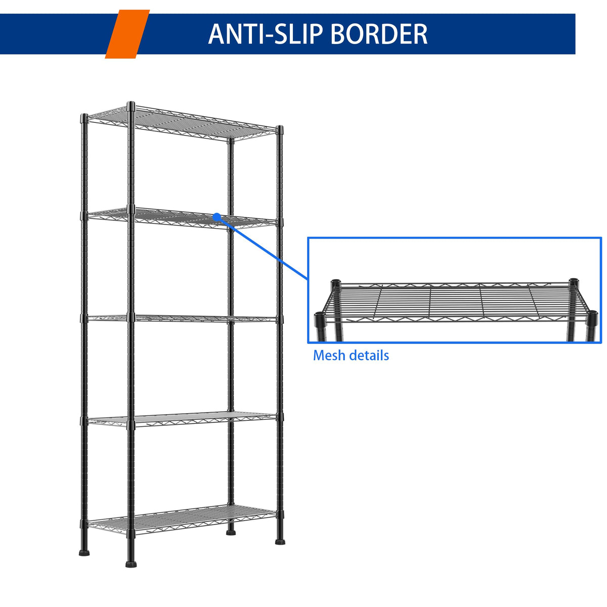 REGILLER 5-Wire Shelving unit in closet provides tall capacity for garments and supplies.