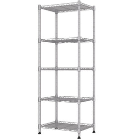 REGILLER 5-Wire shelving unit in silver, front view, for stable storage.