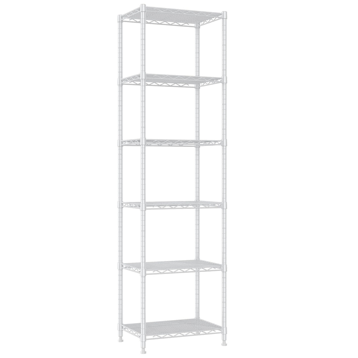 REGILLER 6-tier shelving unit — sturdy steel construction and simple assembly.