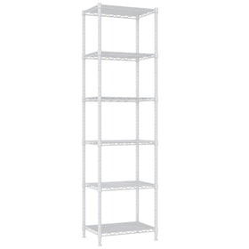 REGILLER 6-tier shelving unit — sturdy steel construction and simple assembly.