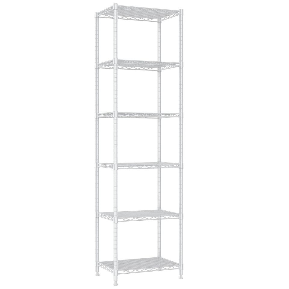 REGILLER 6-tier shelving unit — sturdy steel construction and simple assembly.