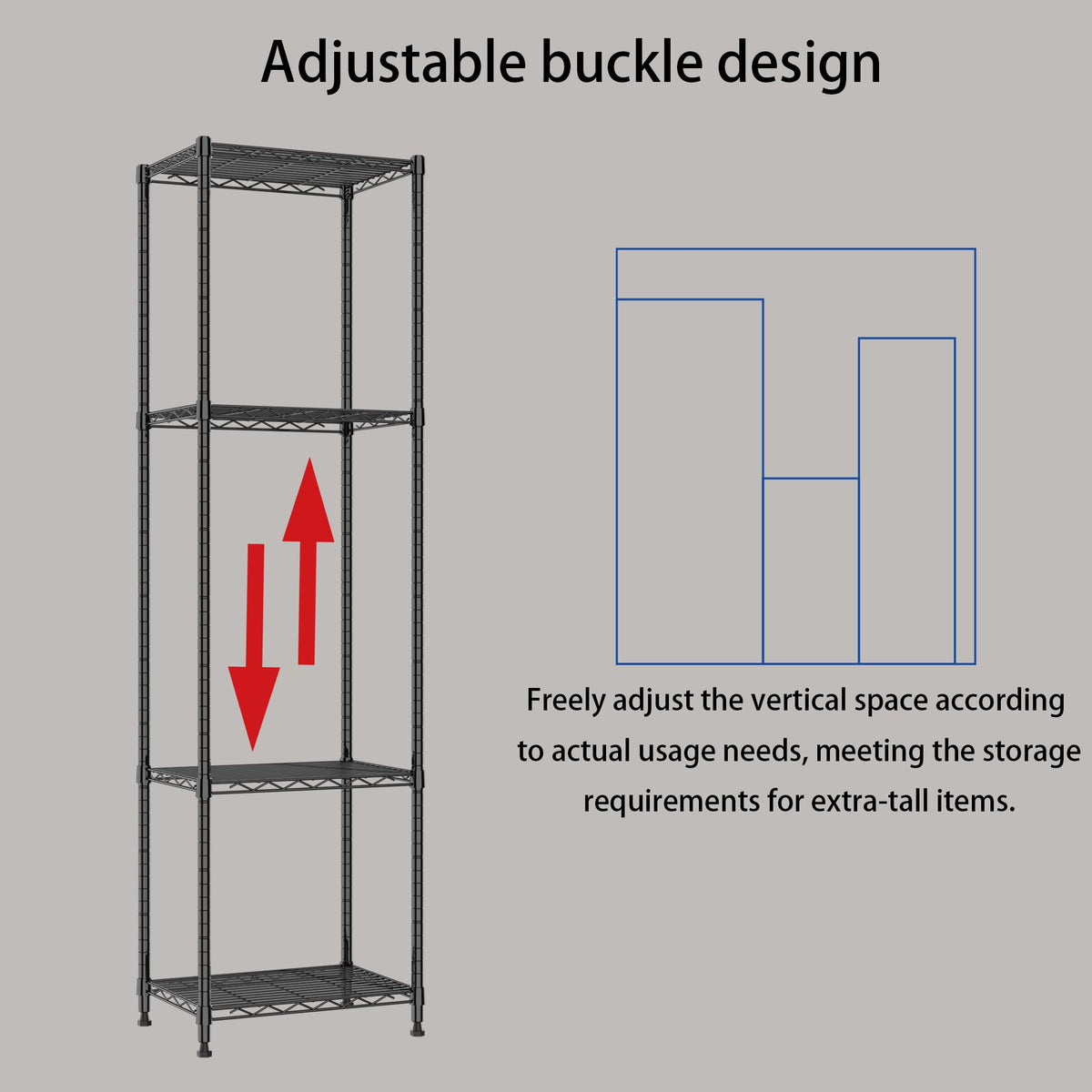 REGILLER 6-wire shelving unit corner-friendly design fits narrow spaces.