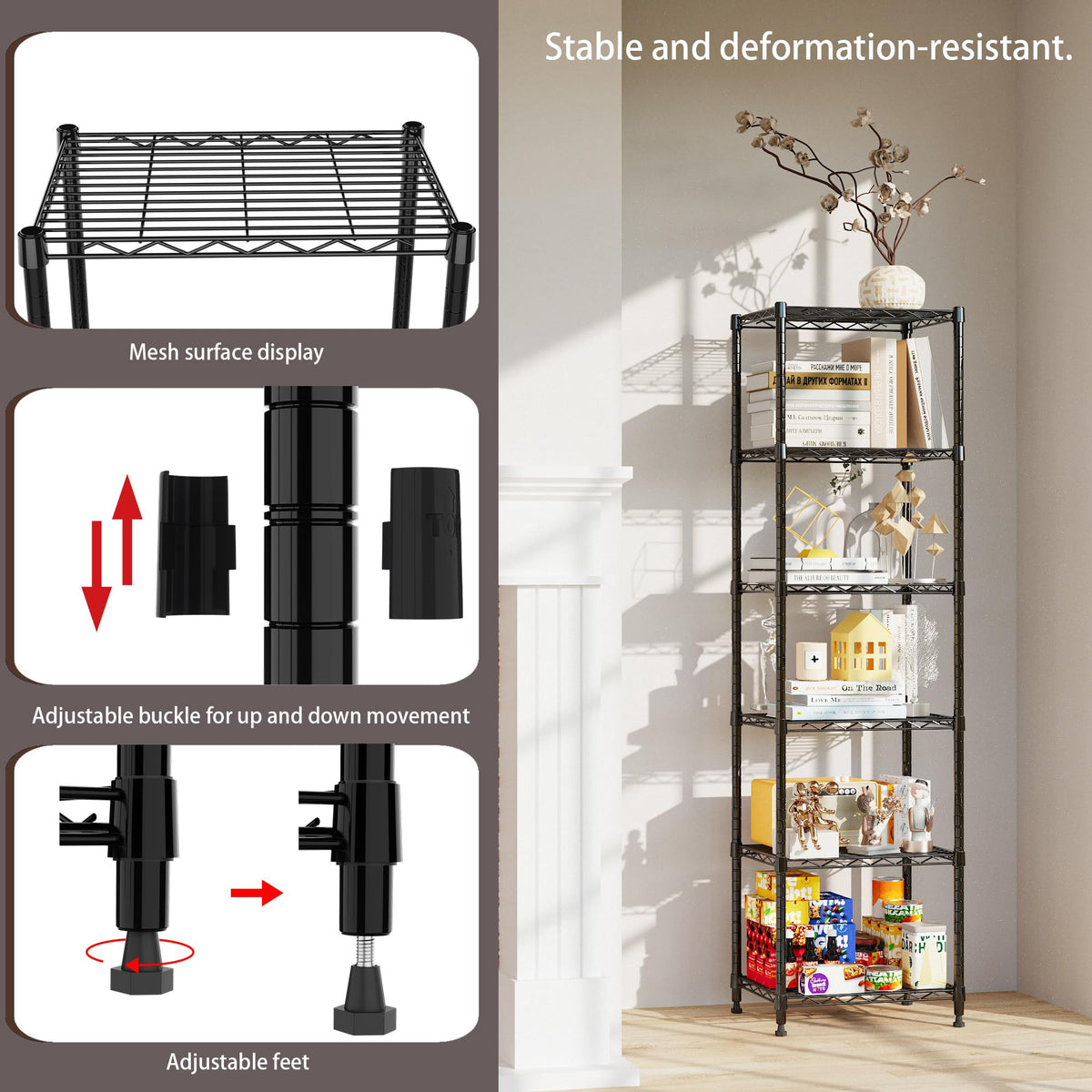 REGILLER 6-wire shelving unit height-adjustable shelves enable flexible storage.