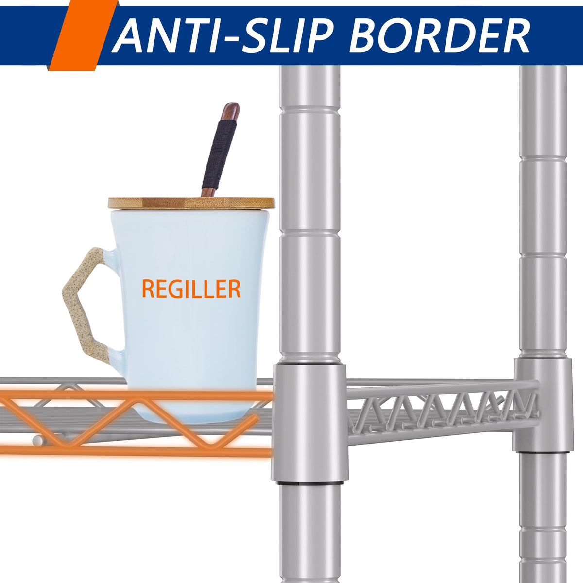REGILLER silver-coated finish resists water and rust for bathroom or laundry use.