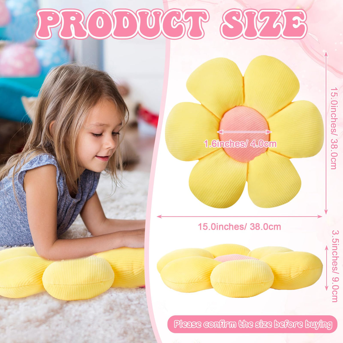 Reginary flower pillow daisy close-up highlights soft fabric and inviting cushion.
