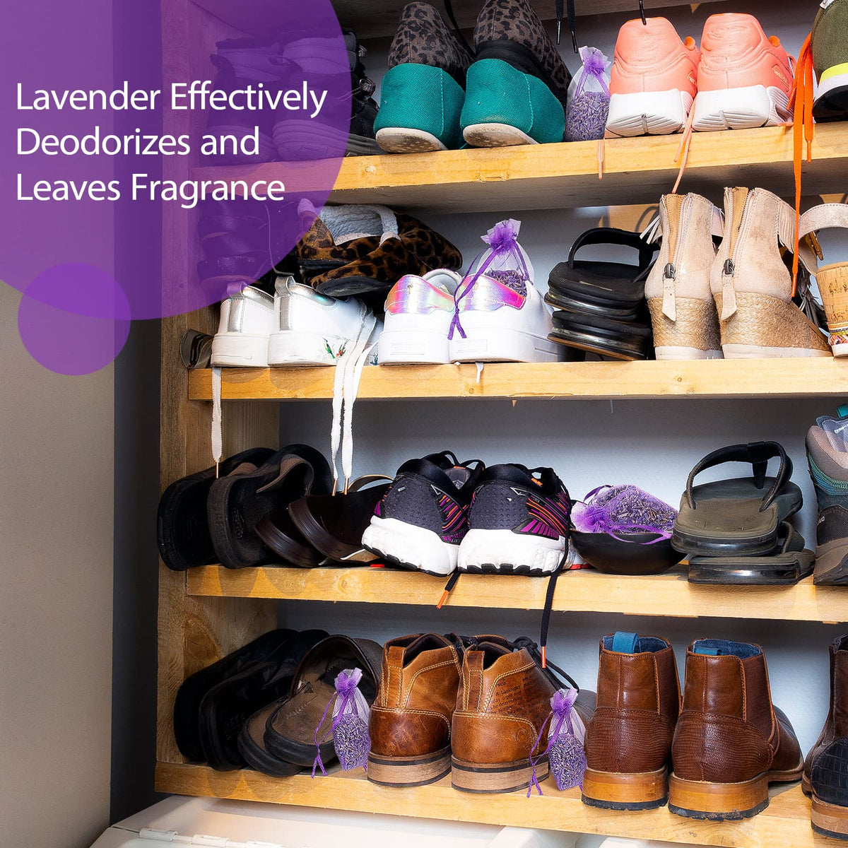 Reginary lavender sachets in a car trunk refresh interiors and deodorize spaces.