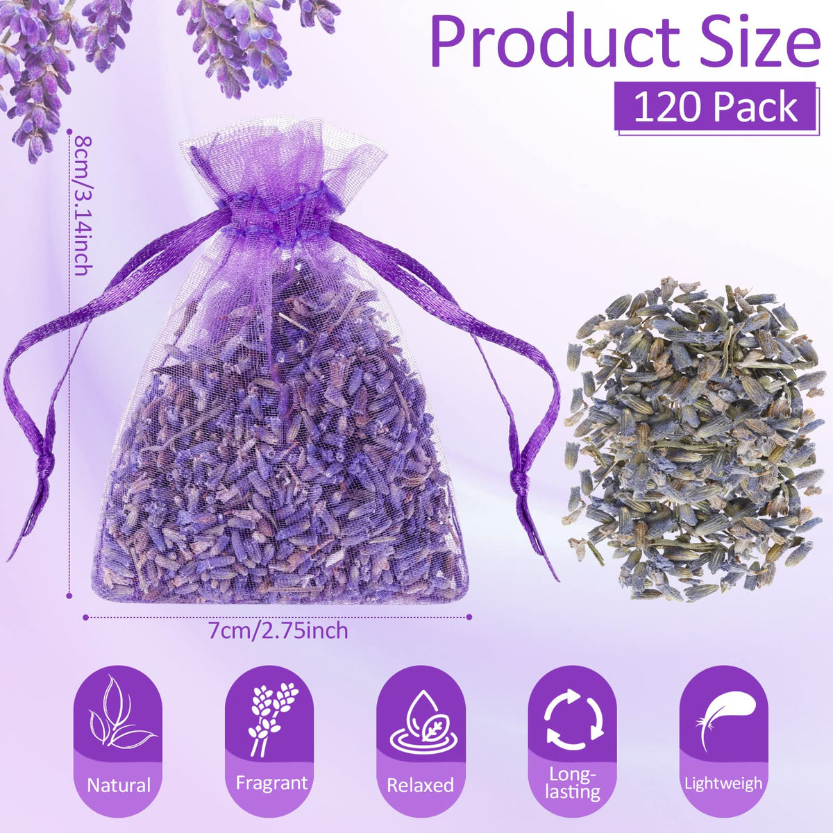 Reginary lavender sachets tied to a closet hanger keep clothes smelling fresh.